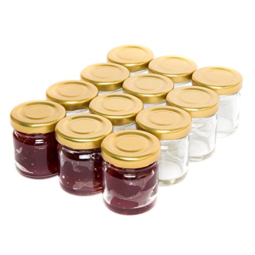 12er Set Sturzgläser mini Gläser 42ml Mini-Glas mit Schraub-Deckel Rundgläser Marmeladengläser Einmachglas klein Portionsgläser Honiggläser mini Probiergläser Einweckglas klein - 4