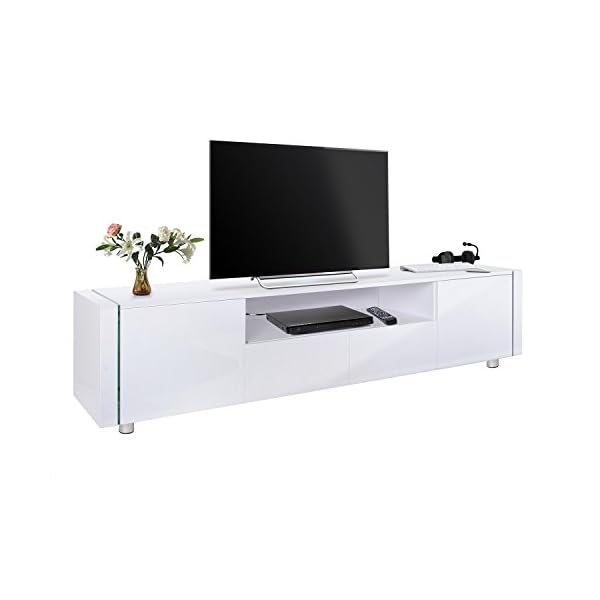 TV Cabinet, HST Mall Modern High Gloss White TV Unit Stand 205cm Free LED RGB Lights Home TV Furniture