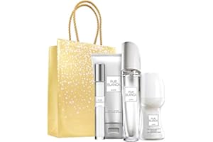 ‎AVON Avon Pur Blanca Parfumset 4 tlg. Eau de Parfum Spray/Bodylotion/Deoroller/Parfumroller blumig/frisch + goldene Geschenktasche