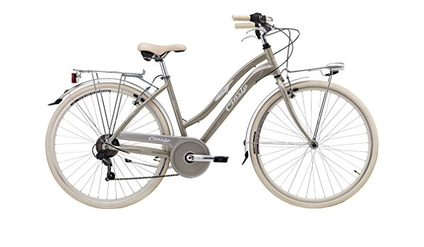 Bicicletta Cicli Cinzia Tiffany da donna, con telaio in alluminio, cambio a  6 velocità (Grigio Oro, 28\