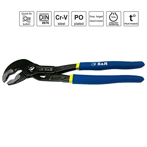S&R Wasserpumpenzange mit Schnelleinstellung-Mechanismus 240x30mm, CR-V, doppelt ummantelte Griffe - 8