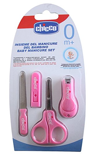 Chicco Baby Manicure Set Pink Scissors, Mini Nail Clippers & Delicate File 0+ Months