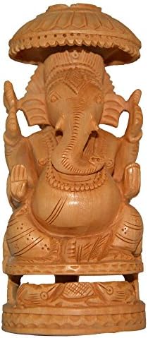 DronaIndia Lord Ganesha Blessing Kadamba Wood Carved Statue