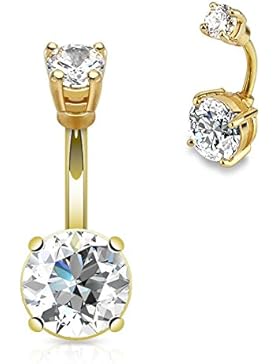 Paula & Fritz® Bauchnabelpiercing aus Edelstahl Chirurgenstahl 316L 14 Karat v...