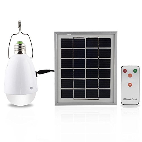 amzdeal Solarleuchten LED E27 Aufladbar Dimmbar Fernbedienungskontrolle Solarbetrieben Wasserdricht Kaltweiß