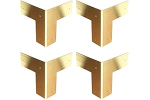 Tiazza 4Pcs Antique Pure Brass Heavy Duty Corner Protectors Braces Classical Furniture Tables and Chairs Cabinet Corner Guard (Gold)