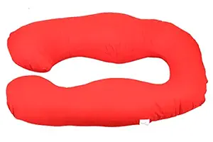 MomToBe U-Shape Maternity Pillow Cotton With 100% Cotton Cover And Zippered Cover - Red