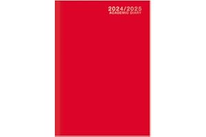 1ABOVE-2024-2025 A5 Mid-Year Academic Week to View Diary Planner Hardback JournaL (RED)