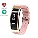 Produktbild Fitness Tracker, chinatmax Herzfrequenzmessung Smart Armband Activity Tracker Fitness Gesundheit Blut Druck montoringsmartwatch Armband Bluetooth Schrittzähler, Kalorienverbrauch für Android und IOS Smartphones, rose