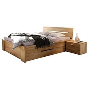 Bett Holzbett Doppelbett Roros 200 x 200 cm, 2 Schubladen, Massivholz