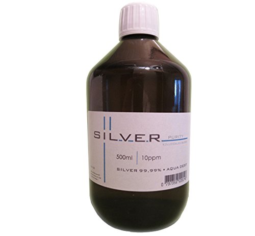 Preisvergleich Produktbild Kolloidales Silber 500ml / 10ppm Flasche Braunglas Originalitätsverschluss pure