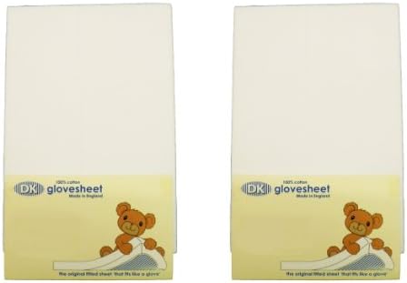 DK Glovesheets :Two Fitted Swinging Crib Sheets : 100% Combed Jersey Cotton : To Fit Mattress Size 89 x 40 cm Colour WHITE : TWO PACKS