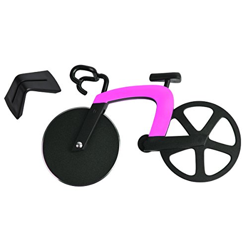 Pizzaschneider Fahrrad Pizza Schneidrad, Küche & Haushalt Edelstahl Räder Cutter Tool – Rose Red - 6