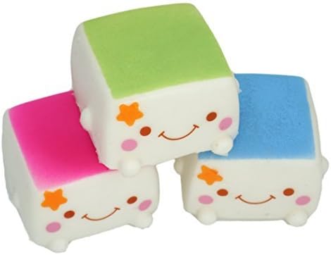 Popculta Chinese Cartoon Tofu Squishy Charm Toy Extra Soft (Pack of 3)