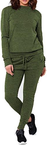 FZK FASHION Womens 2PCS Casual Tracksuit Hoodies Sweatshirt Pants Set Lounge Wear Sport Suit (Khaki, XL)