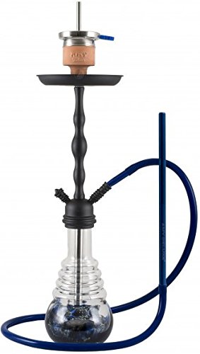 Shisha Set mit Shisha Amy Deluxe Glorious Klick II, Kohleanzünder, Naturkohle, Kaminkopf, Dampfsteine (D08 Blau / Schwarz-Matt) - 2