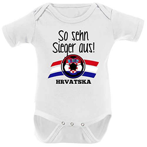 Mikalino Babybody So sehn Sieger aus Hrvatska Kroatien kurzarm, Farbe:weiss;Grösse:0-3 Monate-