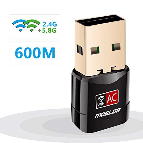 Adaptador Antena WiFi USB 600Mbps Mini Receptor 802.11AC con Dual Banda(5GHz 433Mbps/2.4GHz 150Mbps) 5dBi mini Wifi compatibie Windows 10/XP/7/8/8.1/vista/2000,Mac OS/linux