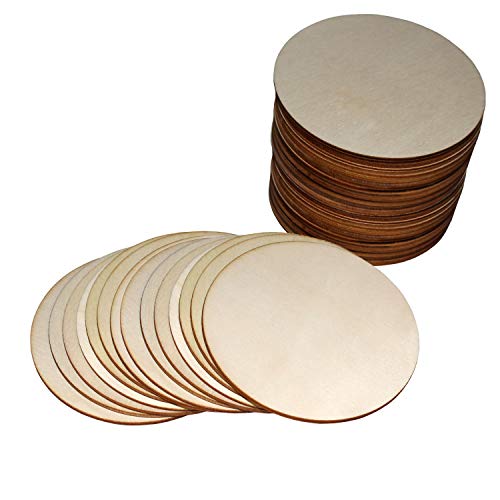 Discos de Madera Sin Acabado (25 Piezas) - Rebanadas 10cm de Diámetro, 2mm de Grosor - Círculos Lisos Natural para sus Decoraciones, Manualidades, Etiquetas, Ornamentos, Libros de Recortes y Posavasos