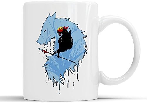 Princess Mononoke Wolf Black Studio Ghibli - White Mug