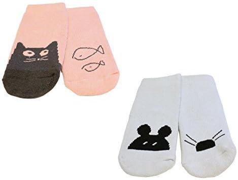 Baby Infant Boys Girls Thick Winter Non-slip Cute Odd Animal Socks 3 to 24 Months (Age 12-24 Months, 2-pack (Cat+Mouse))