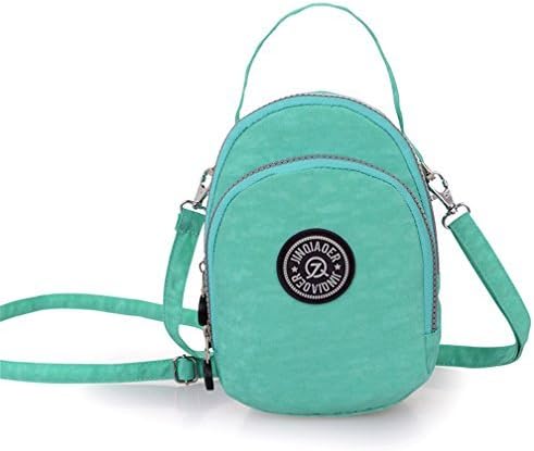 TianHengYi Small Water Resistant Nylon Cross-body Purse Three Layers Cell Phone Pouch Handbag for Teens Green