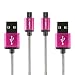 Produktbild Micro USB Ladekabel CABBRIX® Pink [2-Pack] 2m Lang [USB Schnellladekabel] Nylon 2,4A Sync Android Smartphones für Samsung Galaxy S7 S6 Edge S5 Neo S4 HTC LG Sony Nexus Nokia Huawei Kindle XBOX PS4