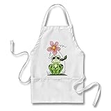 Mujeres Hombres Regalo Divertido rana con flor rosa adultos delantal de cocina Delantal