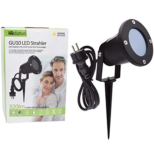 Evolution LED GU10 focos LED incl. National Electronics 3.5W bombilla LED proyector con el cable negro y la conexión pica de tierra con enchufe de protección