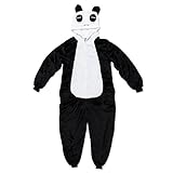 Katara 1744 - Grenouillère Combinaison Adultes Tenue de Nuit Pyjama Kigurumi - Taille M 155-165cm Panda Noir-Blanc