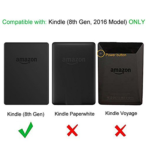 Fintie Hülle für Kindle 8 Generation – Die dünnste und leichteste Schutzhülle Tasche mit auto Sleep / Wake für Kindle eReader (6 Zoll) Touchscreen ohne Spiegeleffekte, (8. Generation – 2016 Modell), Traumblüten - 5