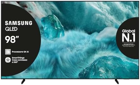 Samsung Smart TV 98'' QE98Q7FAAUXZT Q7F QLED 4K, Q4 AI Processor, Per Cinema e Sport, 100% Volume Colore con Quantum Dot, Motion Xcelerator, OTS Lite & Adaptive Sound, SlimLook Design, Vision AI, 2025