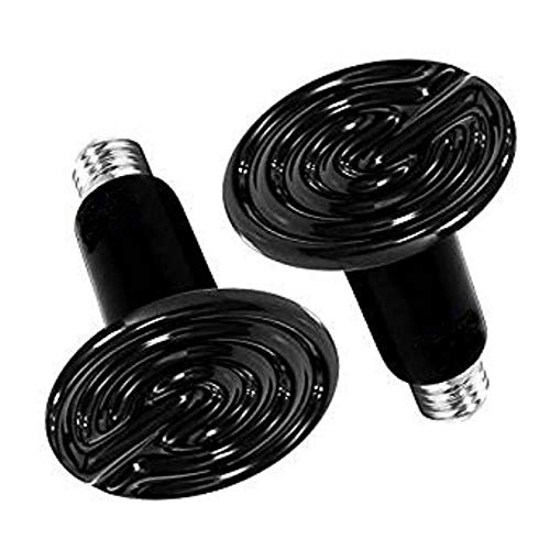 Homegogo 100W 2 Pezzi Neri Lampade di Calore Ceramica per Rettili e Anfibi, Lampadina per Radiatore di Calore a Radiazione Infrarossa per Pet Brooder Pollo Lucertola Tartaruga Serpente Acquario