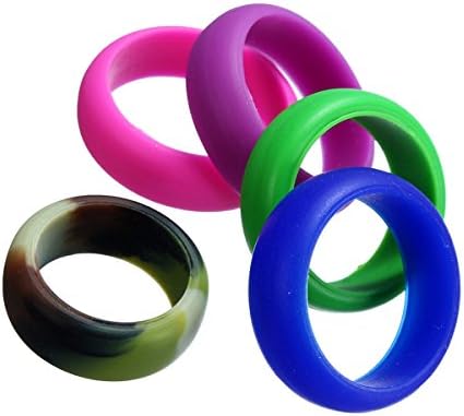 Grofitness Sports Silicone Wedding Rings Men&amp;Women Exercise Fitness Finger Rings (5pack, Size 9 (18.9mm))