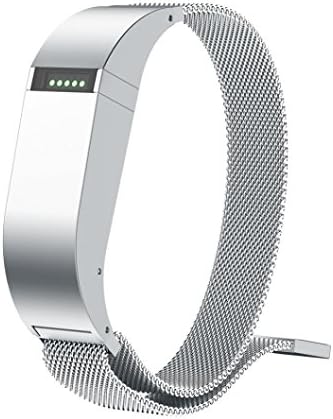 Covermason For Fitbit Flex Strap Bands, Milanese Magnetic Loop Stainless Steel Smart Watch Band Rose Gold Silver Colourful .Fits For (5.51-8.46inches) (Silver)