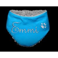 LunaChild Individuelles Hundetuch mit Namen türkis Jeans Größe S WUNSCHNAME Wendetuch Halstuch Hund Tuch Name Hundehalstuch