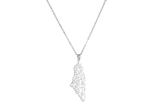 SHOUJIQQ Palästina Israel Karte Anhänger Halsketten - Männer Frauen Arabisch Hollow Ethnic Hip Hop Country Halskette Halsband Schmuck Schlüsselbein Kette Pullover Dünne Kette
