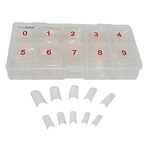 Haobase 500 Pcs Clear French Acrylic Style Artificial Half False Nails Nail Art Tips