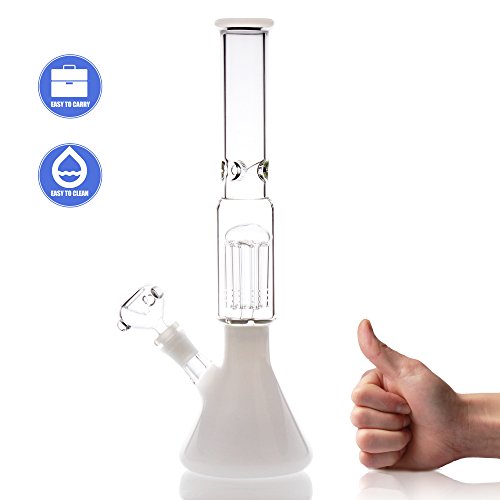 REANICE Recycler Glas Bongs wasser bong bubbler einfache bong 14.5mm bong schüssel höhe 35cm direkt glas rohre honigwabe zweig bongwasser bohrinseln pfeife großen bongs – glas mit zubehör, große weiße - 6