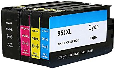 950XL 951XL (C2P43AE) Ink Cartridges with NEW UPDATED CHIPS, Compatible for HP Officejet Pro 8600 8610 8620 8630 8640 8100 8625 8615 251dw 271dw - ETI Consumables (1-Black 1-Cyan 1-Magenta 1-Yellow)