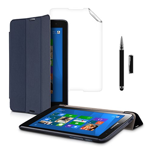 3in1 Set: kwmobile Hülle für Lenovo IdeaTab A8-50 (A5500) - Smart Cover Case Tablet Schutzhülle Kunstleder - Ultra Slim Tabletcase Dunkelblau + Folie, kristallklar + Stylus, Schwarz