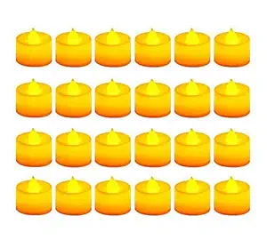 Purabelle 24pcs Pack Flameless LED Tealight Candles Battery Operated, Best for Diwali Decoration, Home Decor, Romantic Decorations (Warm White, Pack of 24pcs)