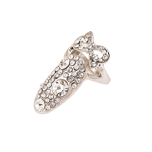 NUOLUX 5pcs Nail Decoration Finger Ring with Rhinestone Decorated - Silver