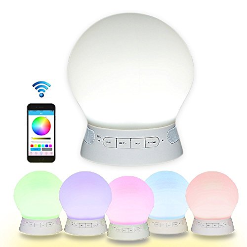Preisvergleich Produktbild Bluetooth Lautsprecher mit LED Licht Berührungsempfindliche Steuerung led Beleuchtung mit Bluetooth-Speaker Farbwechsel Weckfunktion Freisprecheinrichtung per App-Steuerung für Iphone / Smartphone / Android-Handy / Laptop / MP3 / MP4 usw.