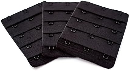 3 Piece pack of black bra extenders - 2 hook narrow, 2 hook wide, 3 hook or 4 hook