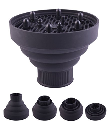 Universal Hair Dryer Diffuser, Retractable Portable Silicone Folding Diffuser (Pack of 2)