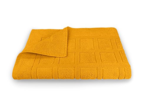 hochwertige Bio-Handtuchserie – erhältlich in 19 trendigen Unifarben oder 7 Streifen – in 7 verschiedenen Größen, 2er-Pack Badvorleger 50 x 80 cm, mangogelb - 8