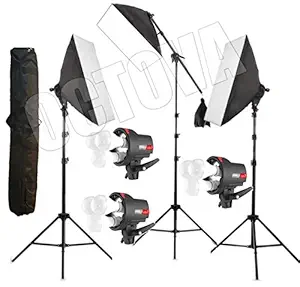 OCTOVA Simpex PRO HD LED 3 TRILITE Photo & Video Studio Light 3 Point Softbox Lighting Kit, YouTube Shooting, Film Making, Videography, Portrait, Product Photography Continuous Key Fill and Rim Back