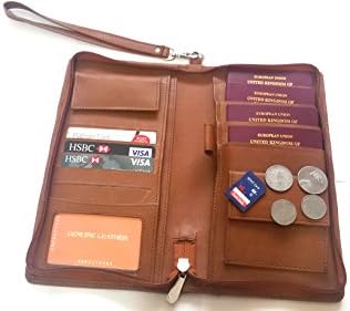 AKSHIDE Family Travel Wallet /Family Travel Document Organizer (4 Passports) (Brown)