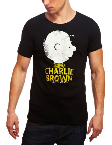 Preisvergleich Produktbild Logoshirt Herren T-Shirt PeanutsCharlieBrownNameBlack Logo, Rundkragen, Schwarz, S